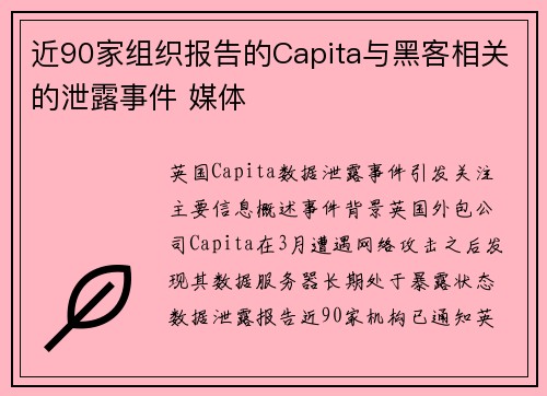 近90家组织报告的Capita与黑客相关的泄露事件 媒体