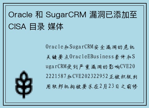 Oracle 和 SugarCRM 漏洞已添加至 CISA 目录 媒体