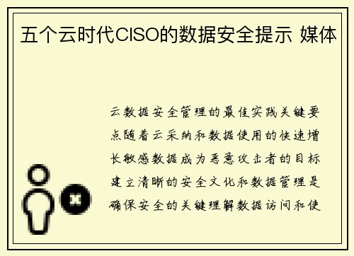 五个云时代CISO的数据安全提示 媒体